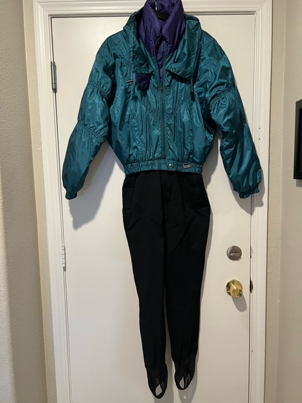 80’s/90’s Vintage Teal and Purple Cropped Ski Suit